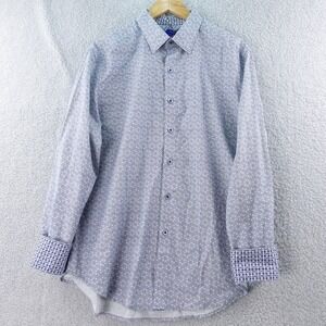 Robert Graham Mens L Flip Cuff‎ Long Sleeve Button Down Shirt Geometric Print